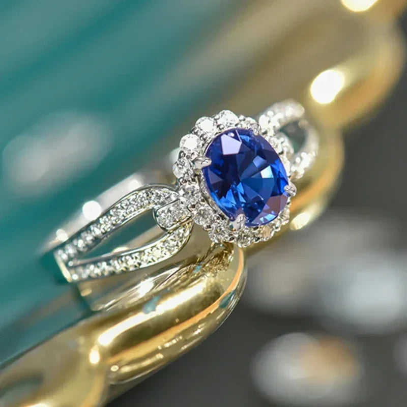Zenat Blue Cube Zircon Elegant Ring