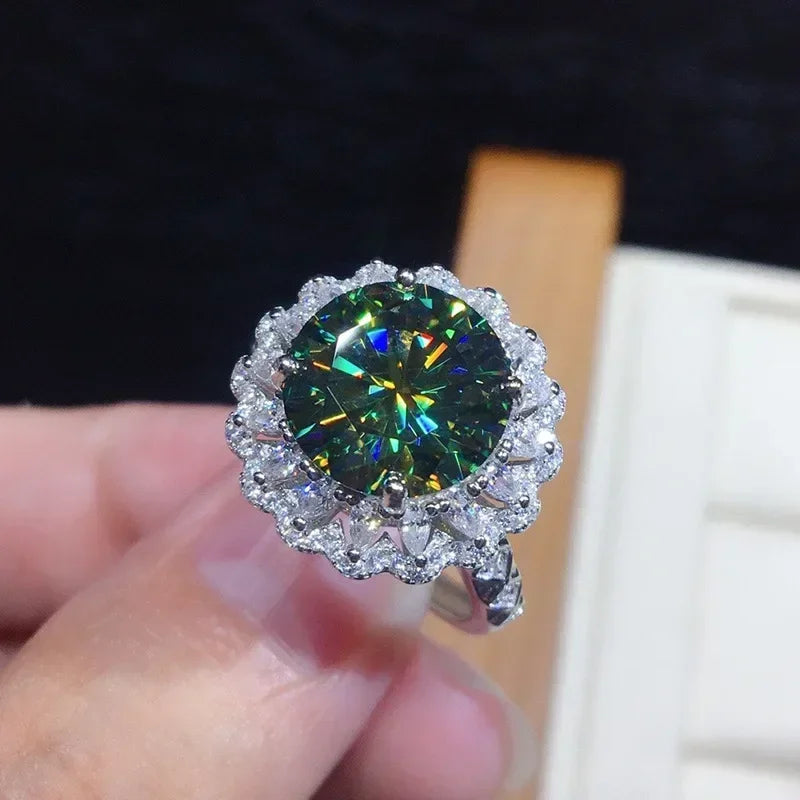 Zenat Green Oval Crystal Party Women's Ring