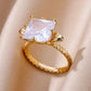 Zenat Gold Zircon Adjustable Stainless Steel Ring