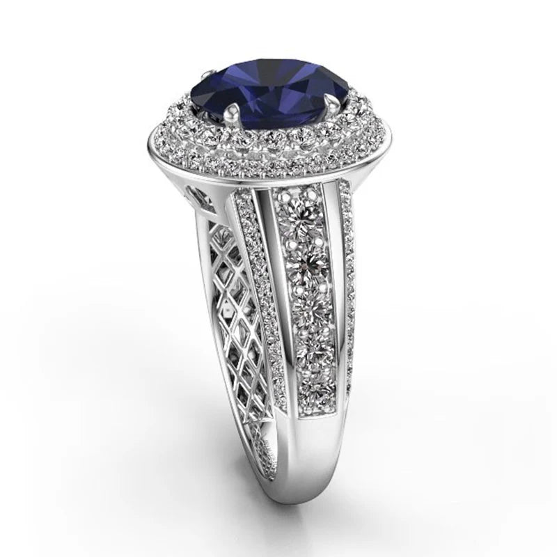 Zenat Luxury Prong Rings – Deep Blue Zircon