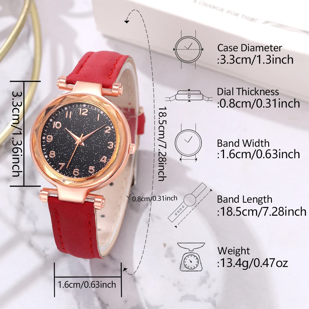 Zenat 6PCS Set Red Cherry Strap with Jewelery
