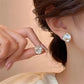 Zenat Black Enamel Flower Stud Earrings for Women