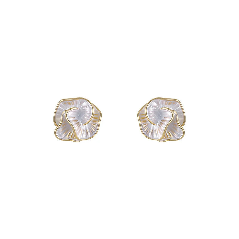 Zenat Black Enamel Flower Stud Earrings for Women