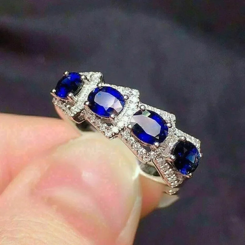 Zenat Luxury Prong Rings – Deep Blue Zircon