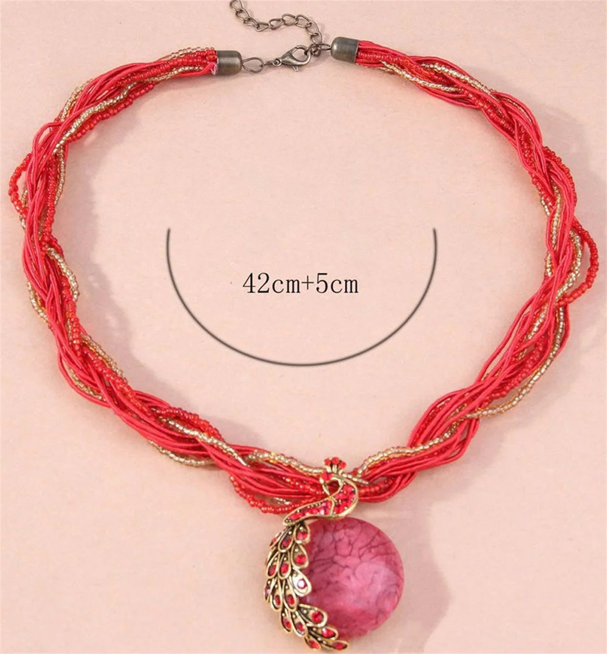 Zenat Elegant Vintage Peacock Tassel Pendant Necklace