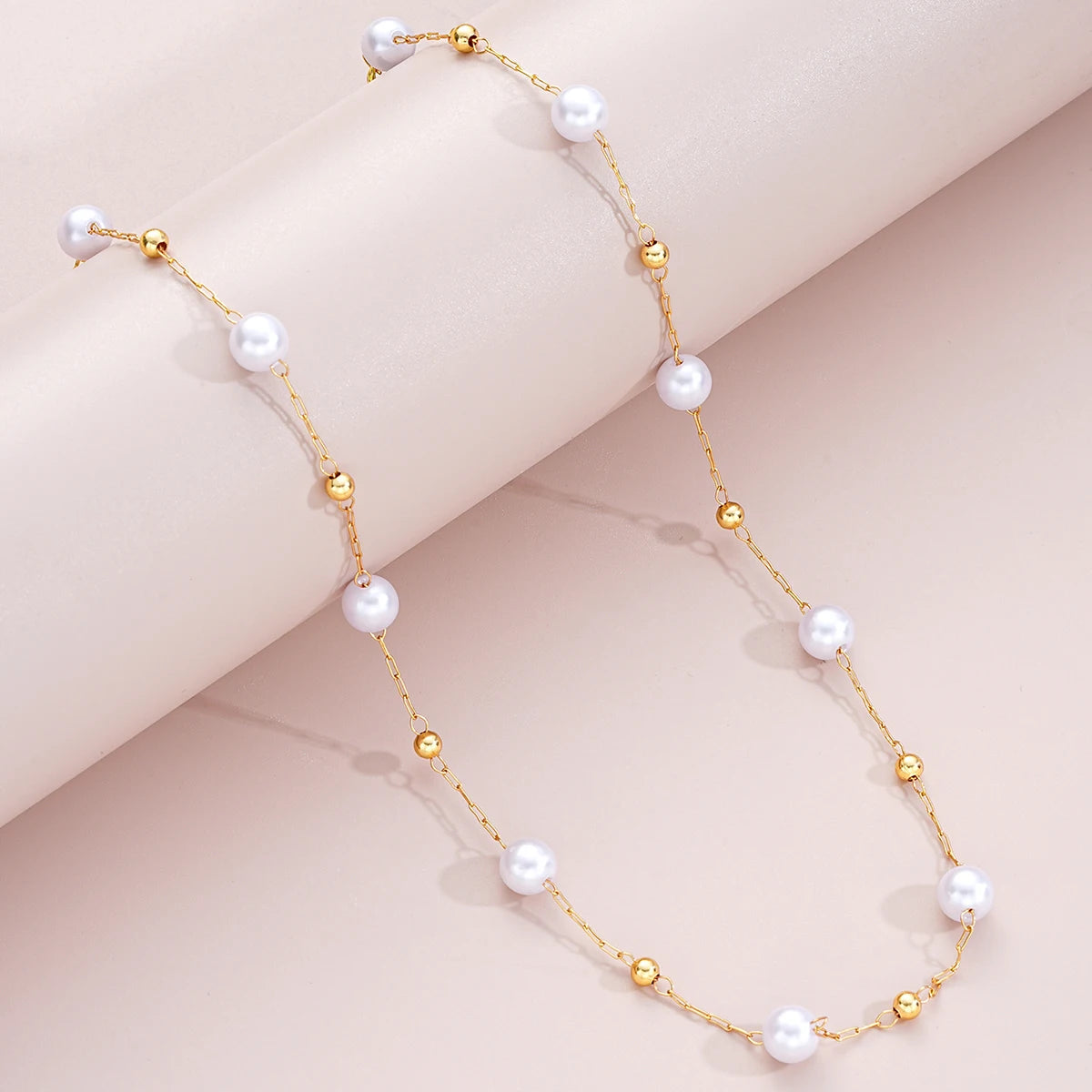 Zenat 2PC Gold Pearl Cross Jewelry Set