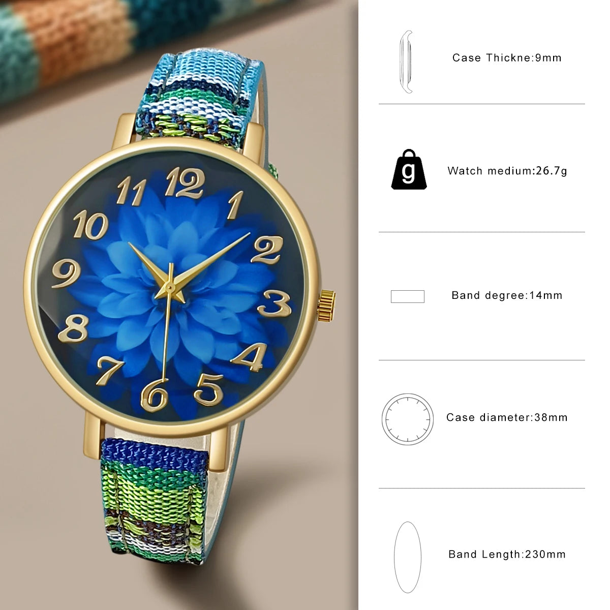 Zenat Watch Luxury Ladies Gift multicolors
