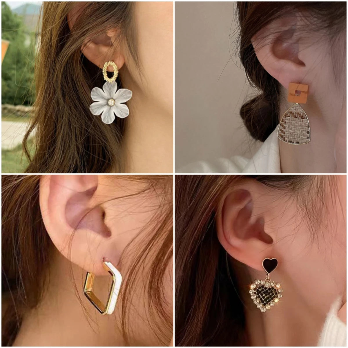 Zenat White Flower Pearl Drop Earrings – Statement Jewelry