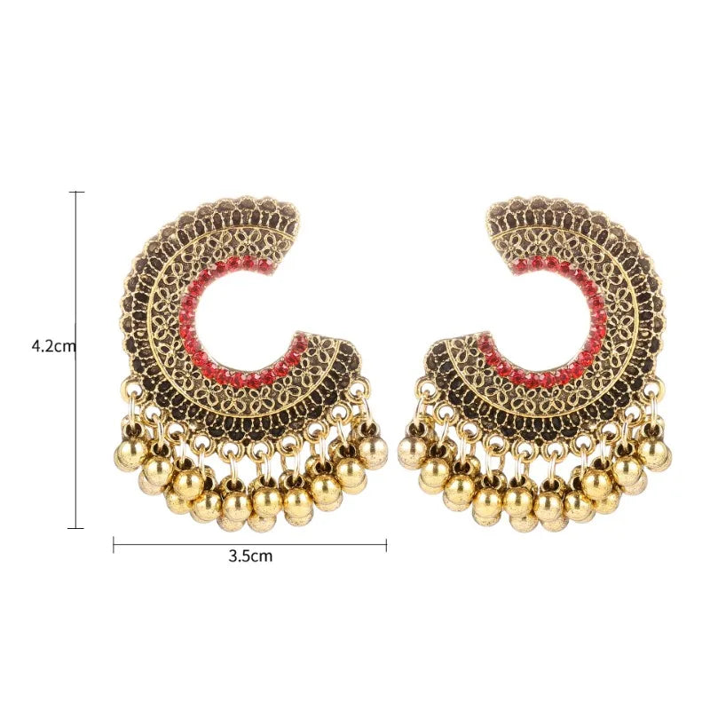 Zenat Colorful CZ Tassel Semicircle Jhumka