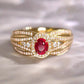 Zenat Elegant Red Corundum Ring with Large Zircon