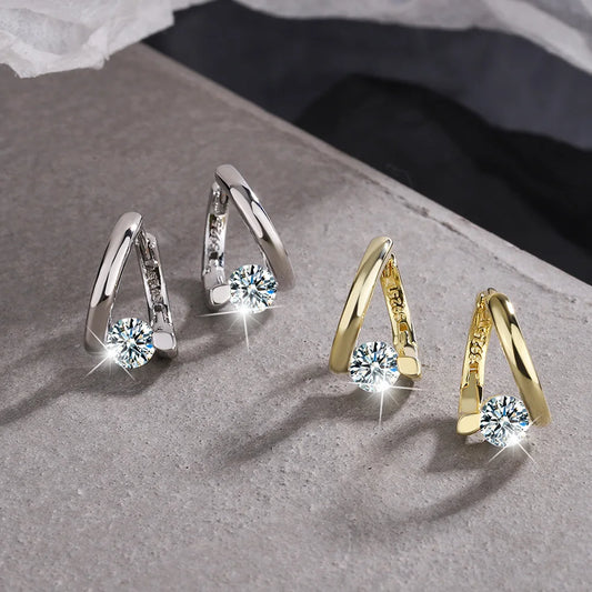 Zenat 925 Silver Gold Crystal Earrings – Luxury Trend