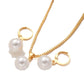 Zenat 3 Pcs Round Pearl Jewelry Set Of Earring Pendant Necklace For Women
