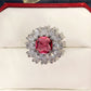 Zenat Deluxe Floral Red AAA Cubic Zirconia Gem Ring for Women