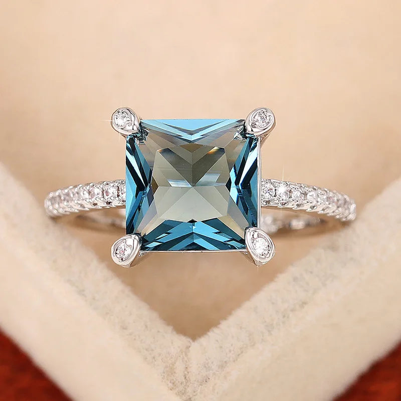 Zenat Sea Blue Cubic Zirconia Women’s Ring