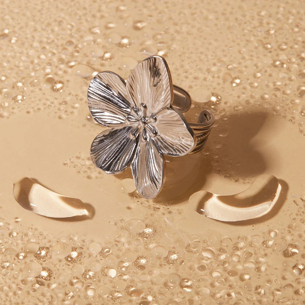 Zenat 2PC Stainless Steel Flower Earrings – Trendy Party