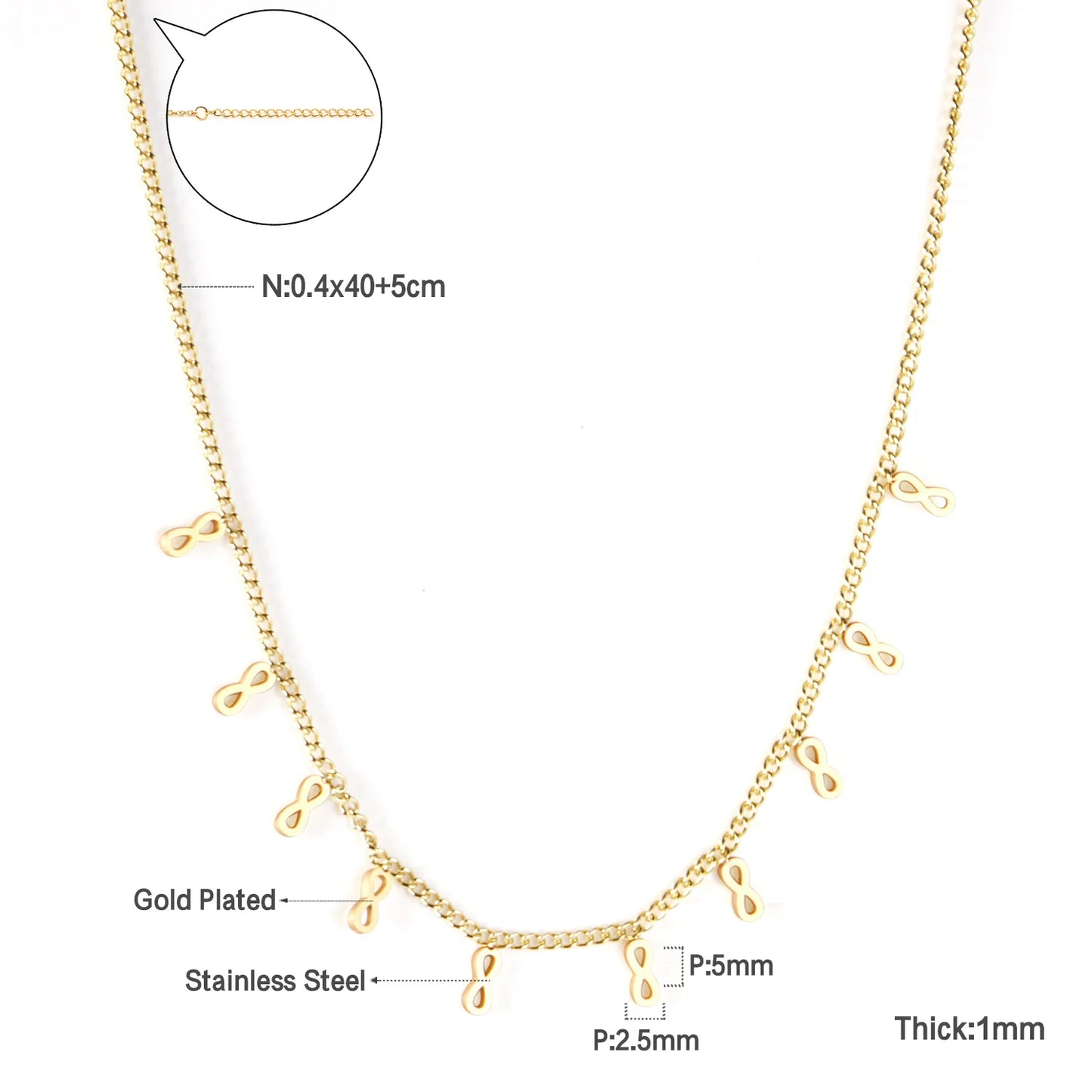 Zenat Golden Chains Necklaces Star Heart Stainless Steel
