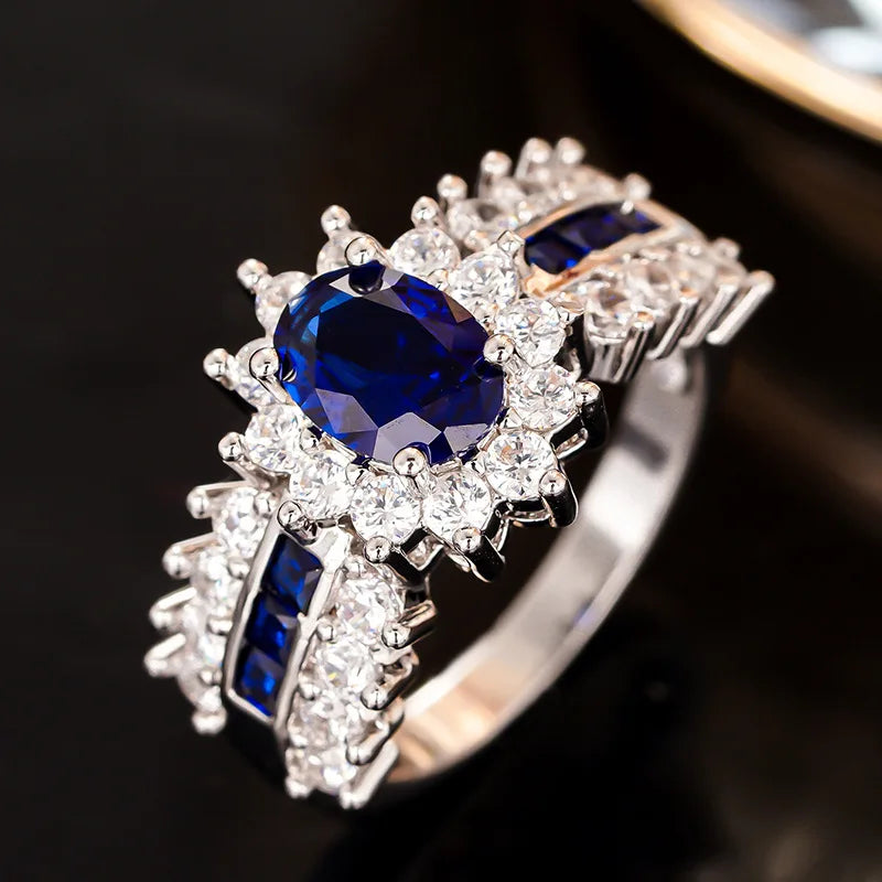 Zenat Blue Cube Zircon Elegant Ring
