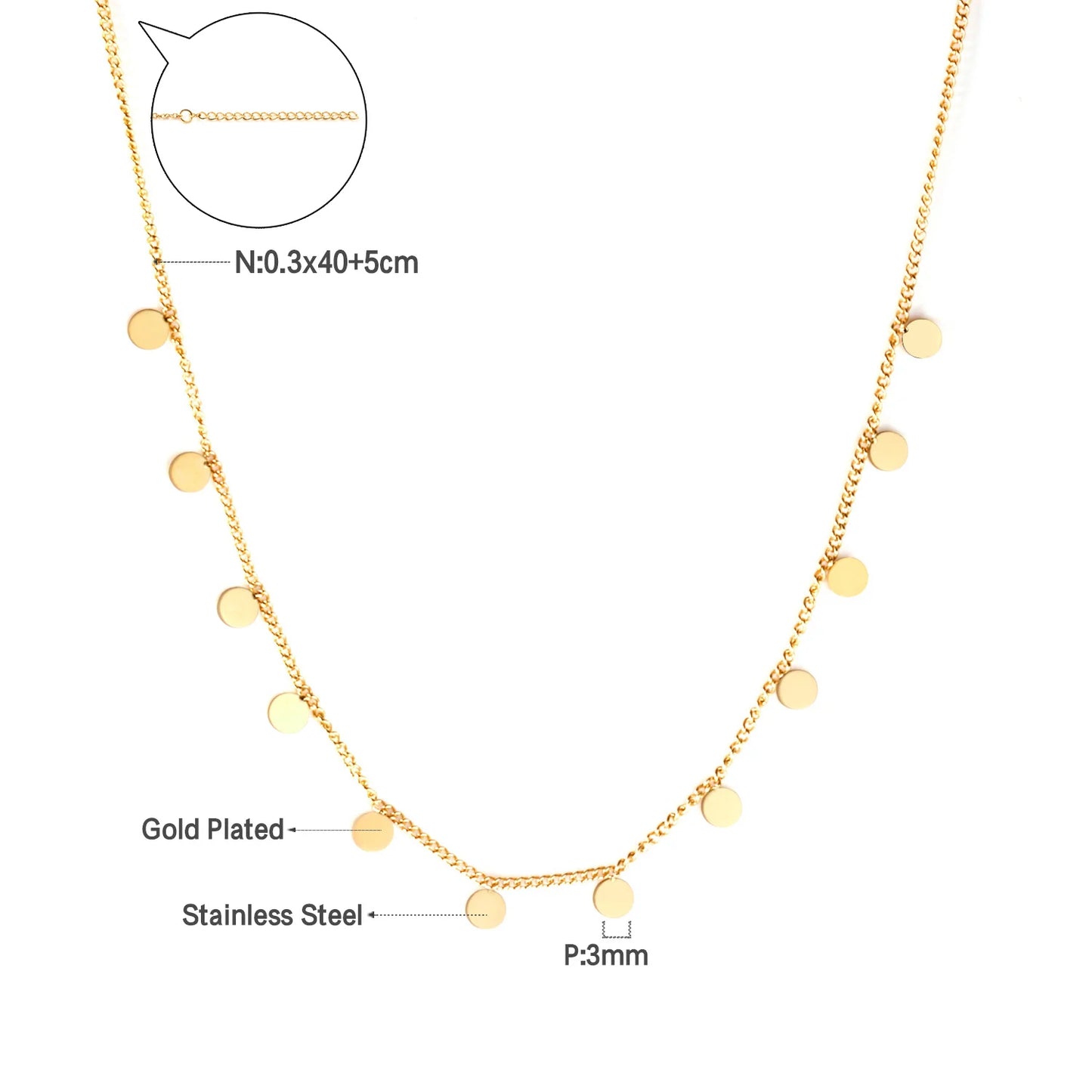 Zenat Golden Chains Necklaces Star Heart Stainless Steel