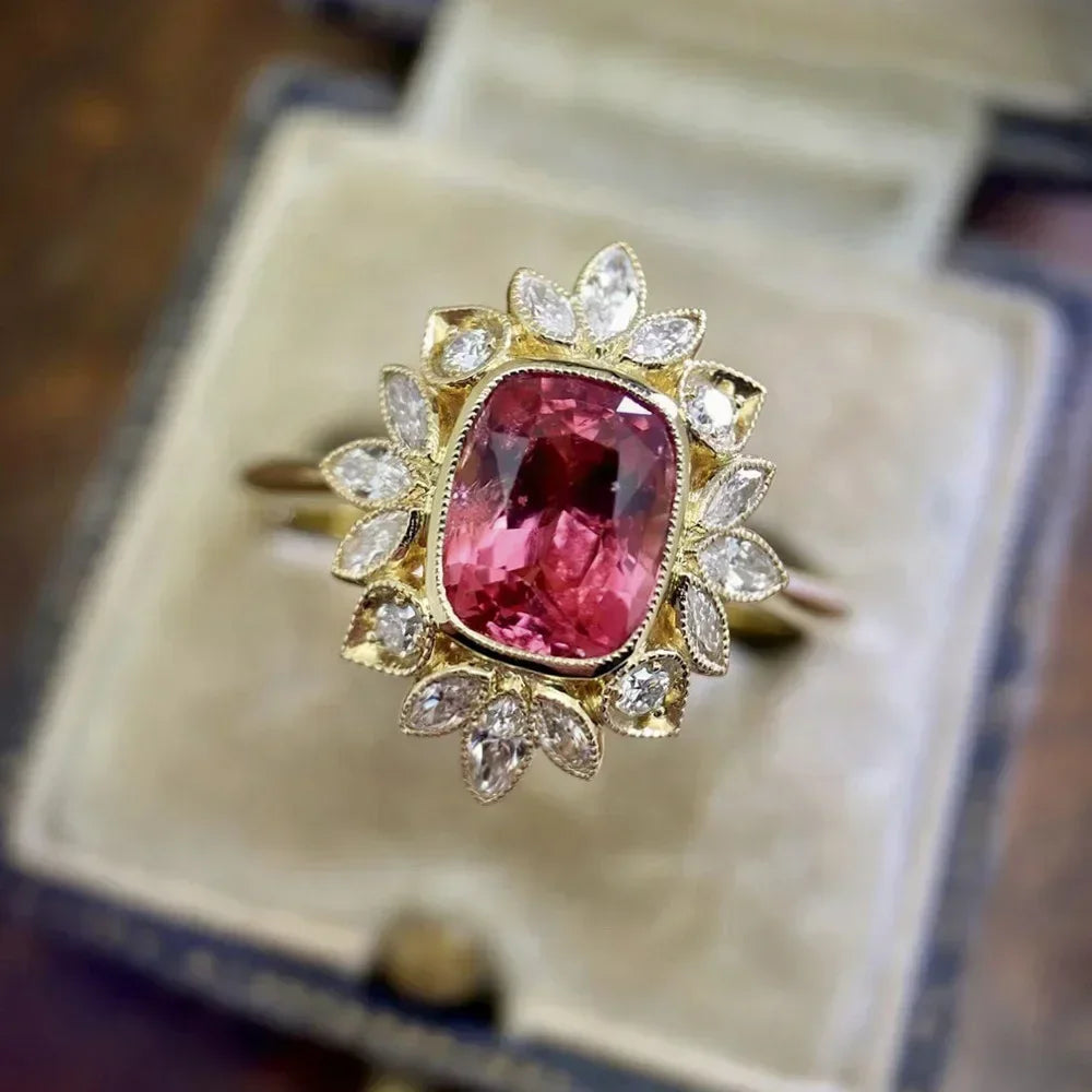 Zenat American Red Cubic Zirconia Ring