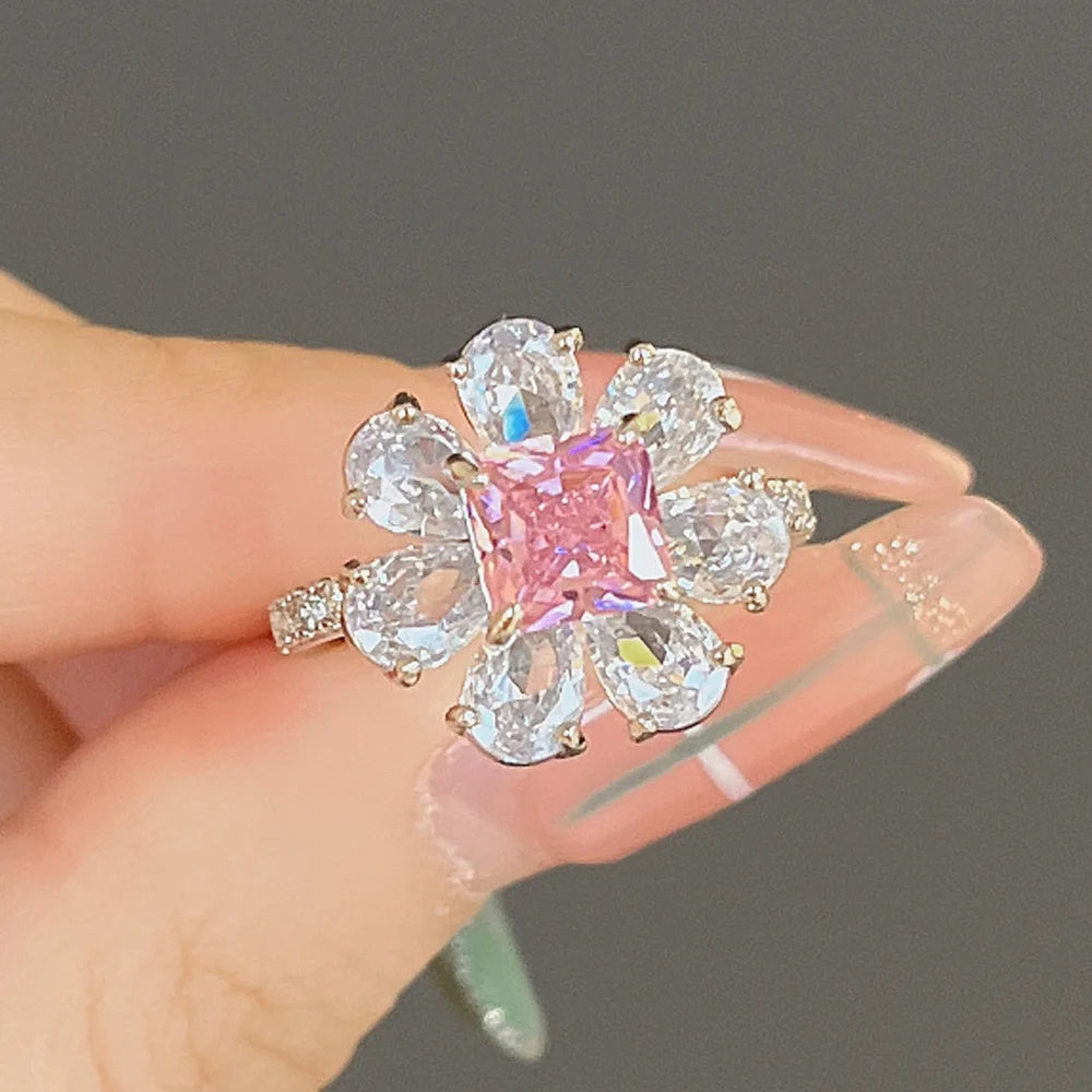 Zenat Pink Zirconia Trendy Sweet and Romantic Engagement Rings