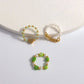 Trendy Cute Bohemia Pearl Flower Acrylic Beaded Rings Party Jewelry Finger Ring Set Women Ring