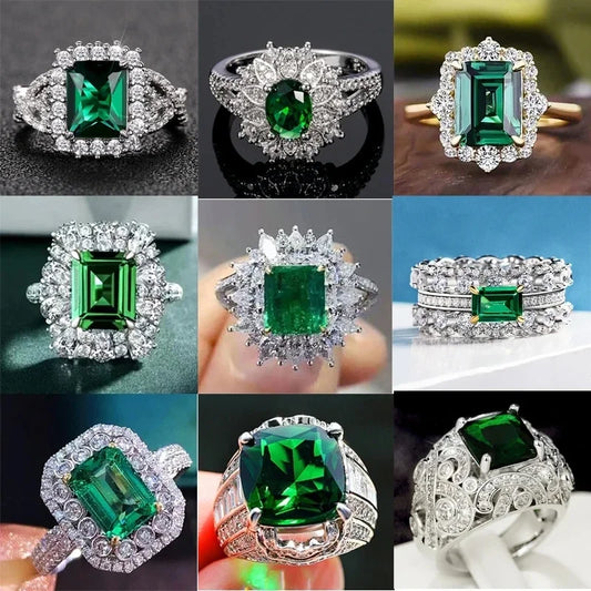 Zenat Green Oval Crystal Party Women's Ring