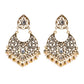Zenat Retro Green Carved Pearl Tassel Jhumka