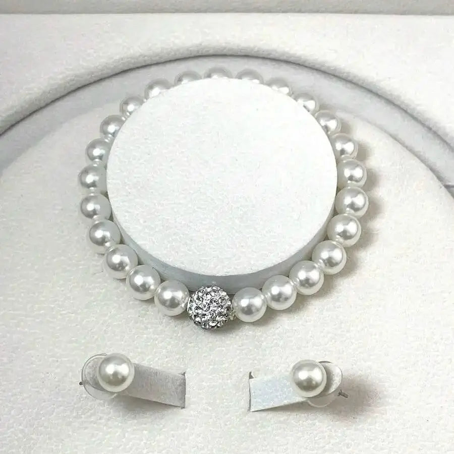 Zenat 3 PCS Pearl Fireball Necklace Set