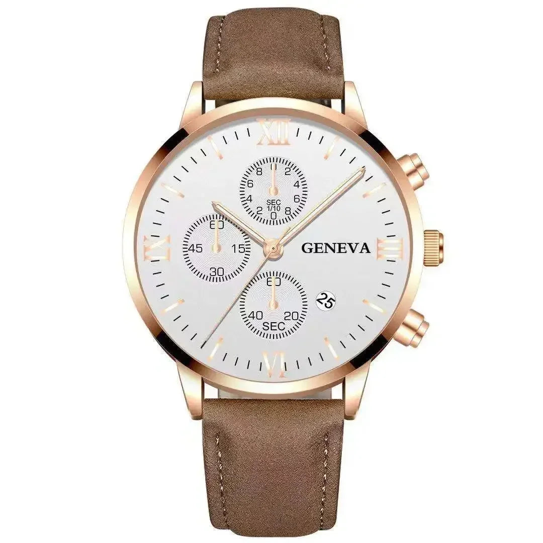 Zenat Geneva Wristwatch Alloy Case Leather
