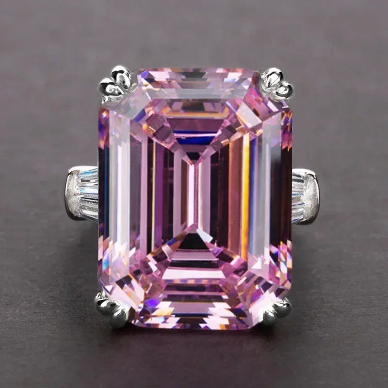 2024 New Luxury Women's Big Black Stone Ring Fashion Silver Zircon Wedding Rings Female Bride Love Engagement