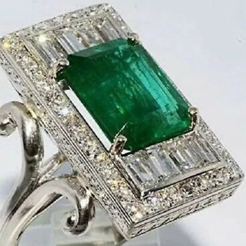 Zenat Colorful Green Cubic Zirconia Rings