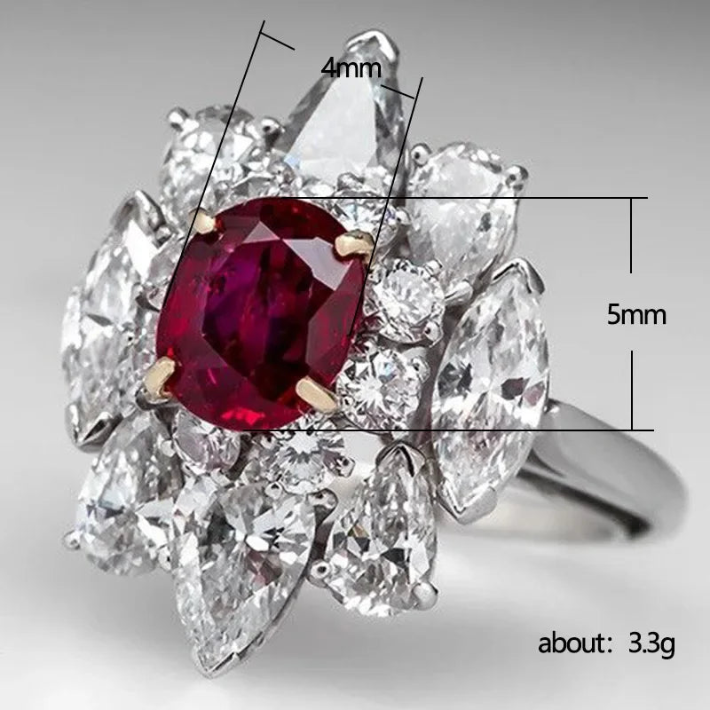 Zenat American Red Cubic Zirconia Ring
