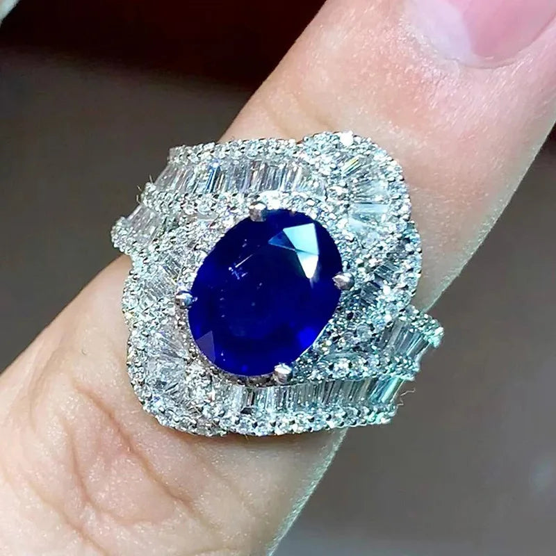 Zenat Blue Cube Zircon Elegant Ring