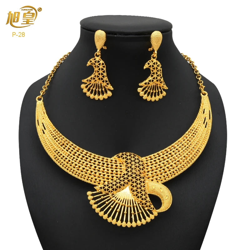 Zenat Luxury Flower Gold-Plated Necklace Set