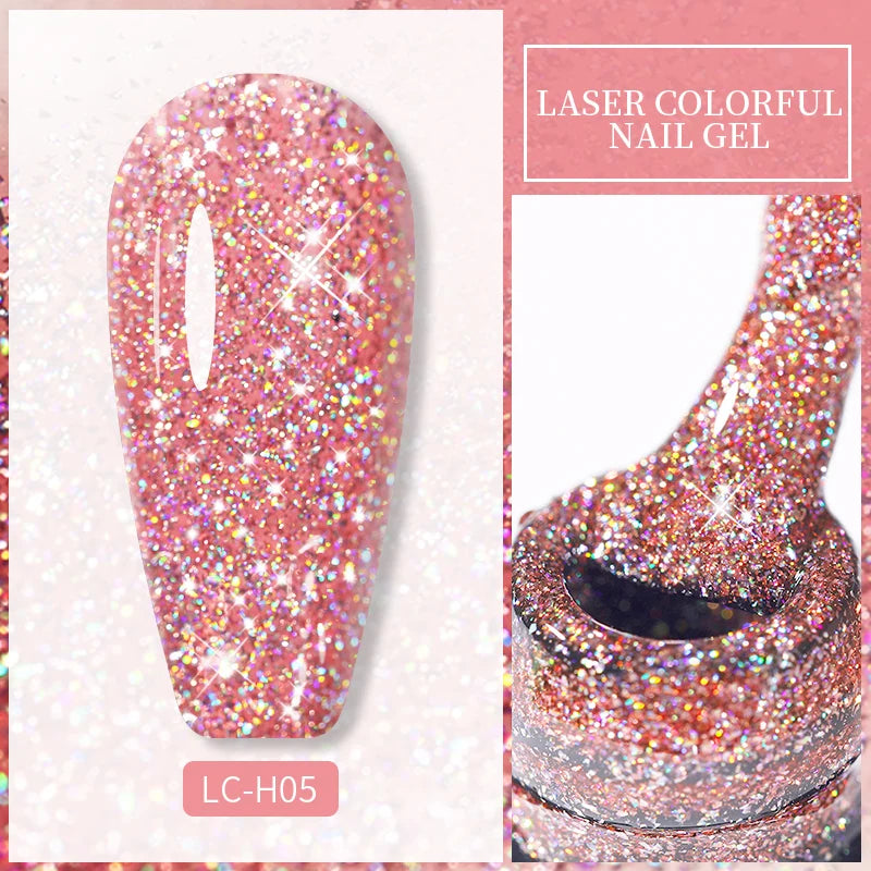 Zenat Bright Red Sparkling Glitter Gel Nail Polish