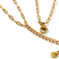 Yhpup Double-Layer Chain Heart Cross Religious Drop Stacking Charm Pendant Necklace 18K Golden Stainless Steel Statement Jewelry