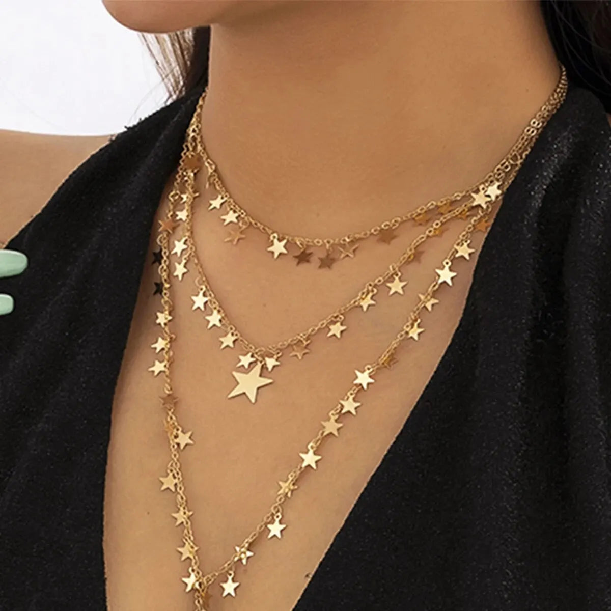 Zenat 3Pcs/Set Sexy Goth Star Tassel Long Pendant