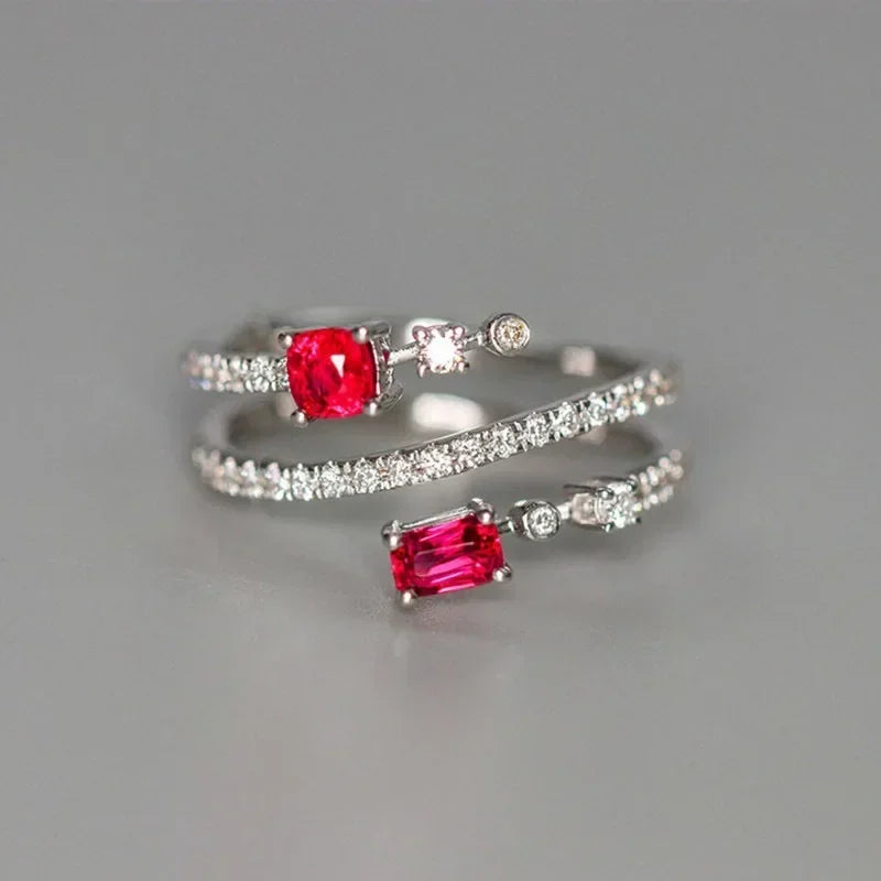 Zenat American Red Cubic Zirconia Ring