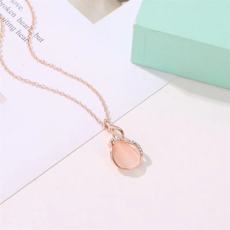 Zenat 3PC Waterdrop Rhinestone Necklace & Earrings Set