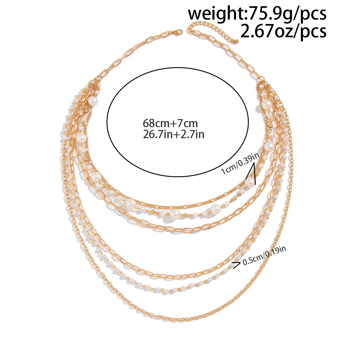 Zenat multi-layered Slender Pearl Round Necklace