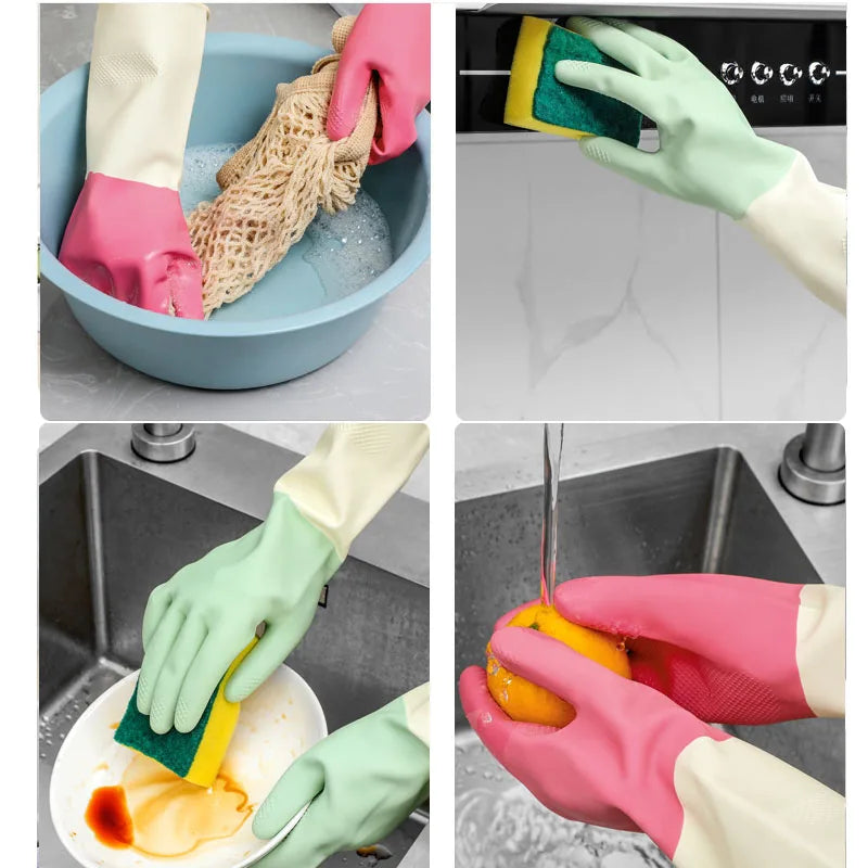 Zenat Thick Waterproof Latex Kitchen Gloves