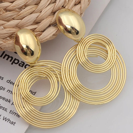 Zenat Big Round Statement Earrings – Gold & Silver