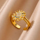 Zenat Zircon Heart Gold Adjustable Ring