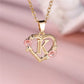 Zenat A-Z Letter Flower Gold Pendant Necklace