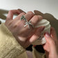 High End Vintage Punk Green Zircons Party Rings for Women Couples New Fashion Creative Tassel Geometric Handmade Party Jewelry