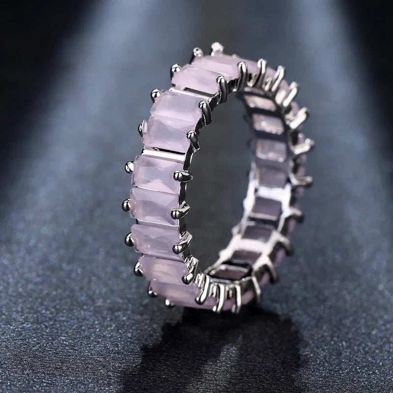 Fashion Luxury Multicolor Charm Zircon Wedding Rings for Women Round Square Stone Party Ring Jewelry