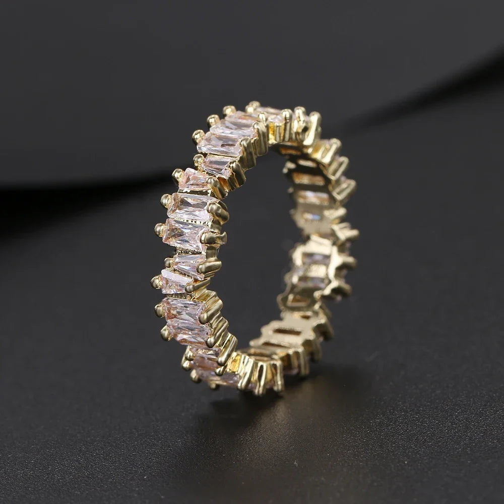 Luxury Female White Crystal Stone  Ring Irregular Zirconia Wedding Rings for Women Trendy Geometric Zircon Engagement Ring