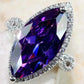 Zenat Purple Cubic Zirconia Square Crystal Ring
