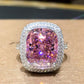 Zenat Pink Sparkling Zircon Princess Square Ring