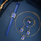 Luxury Fashion Square Women's Watches Brand Ladies Quartz Wristwatch Classic Simple Femme Blue Leather Band